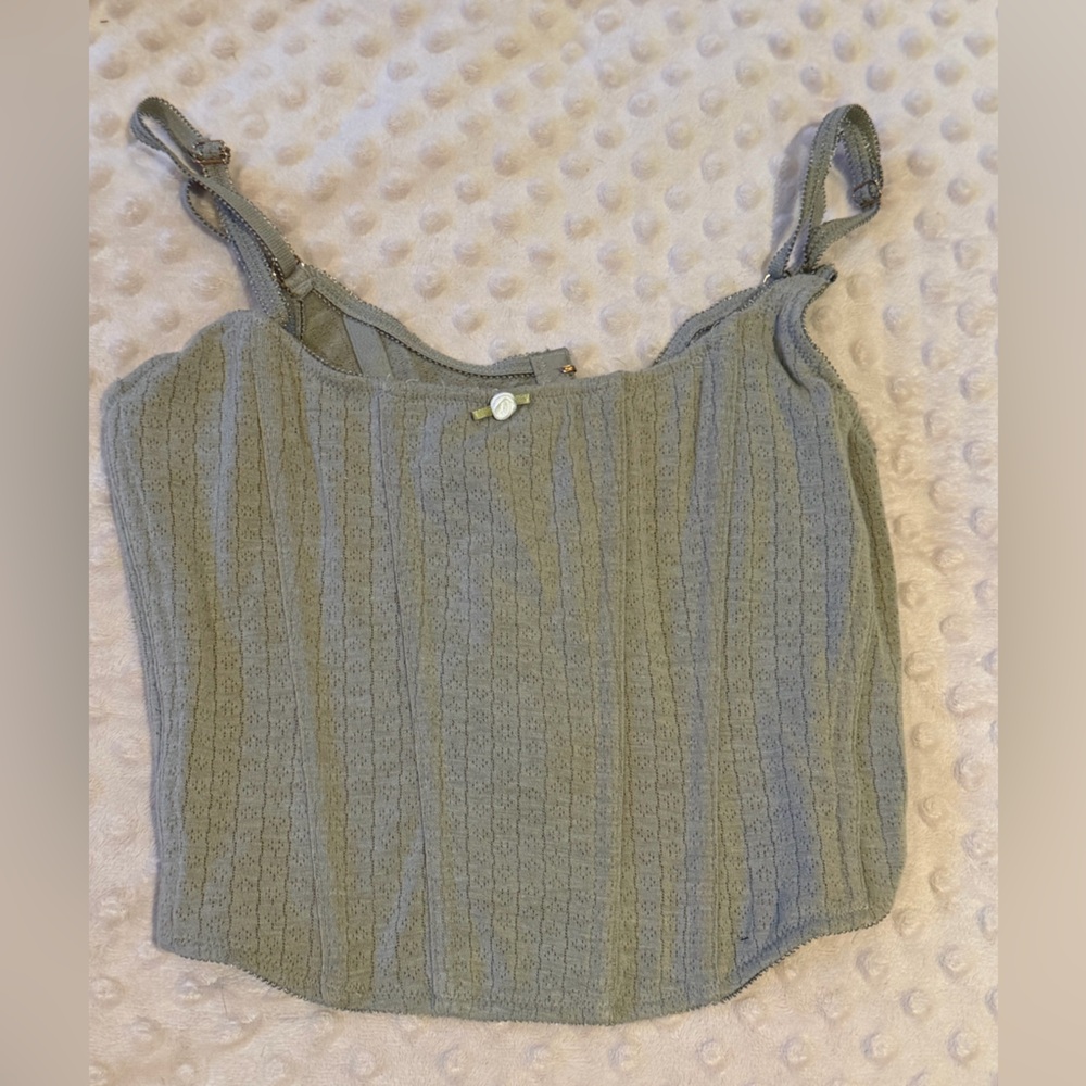 Gray Knit Corset Crop Top